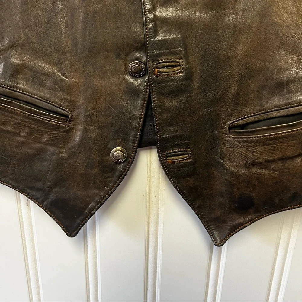 Vanson Leather Associates Vintage Leather Vest Mens Large